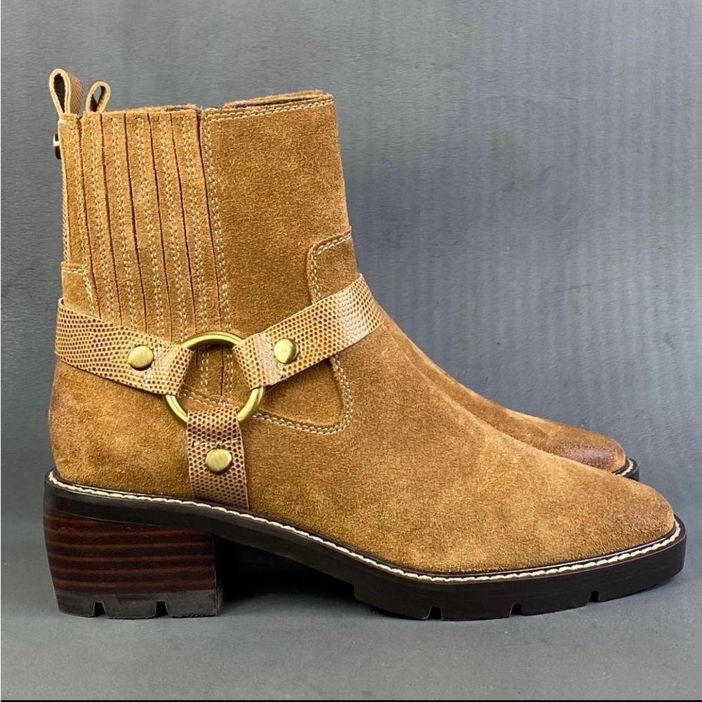 Donald Pliner leather suede Women MAI Saddle Bootie shoes size 8